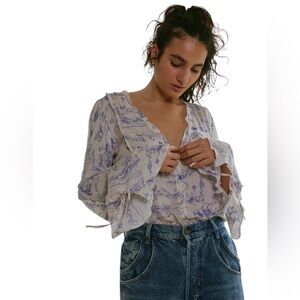 NWOT Free People Intimately Everything Rosy Bodysuit Fram Print Rodeo Size Small